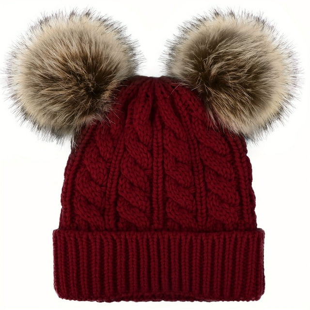 CNKOO Tuque pour Femmes Bonnet à Pompon Tuque Doublée en Molleton Tuque d'Hiver Gris