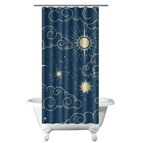 Gothic Shower Curtain - Dark Celestial Moon & Star Print, Mystical Cosmic Theme Bath Decor, Waterproof Polyester, 36"Wx72"L, Goth Aesthetic Gift