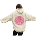 thumbnail image 5 of Xudanell Teen Girls Hoodie Coconut Tree Print Sweatshirt for Women Comfortable Loose Fit Light Sweaters for Women Beige L, 5 of 6