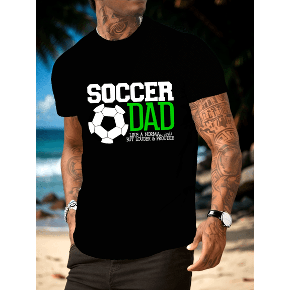 Funny Soccer Dad Men's Graphic T-Shirt Louder and Prouder Sports Father's Day Gift Retro Black Tee