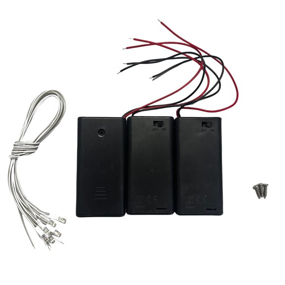 Flever - Accesorio para casa de muñecas en miniatura, 3 unidades de pilas AA con 6 cables de luz LED