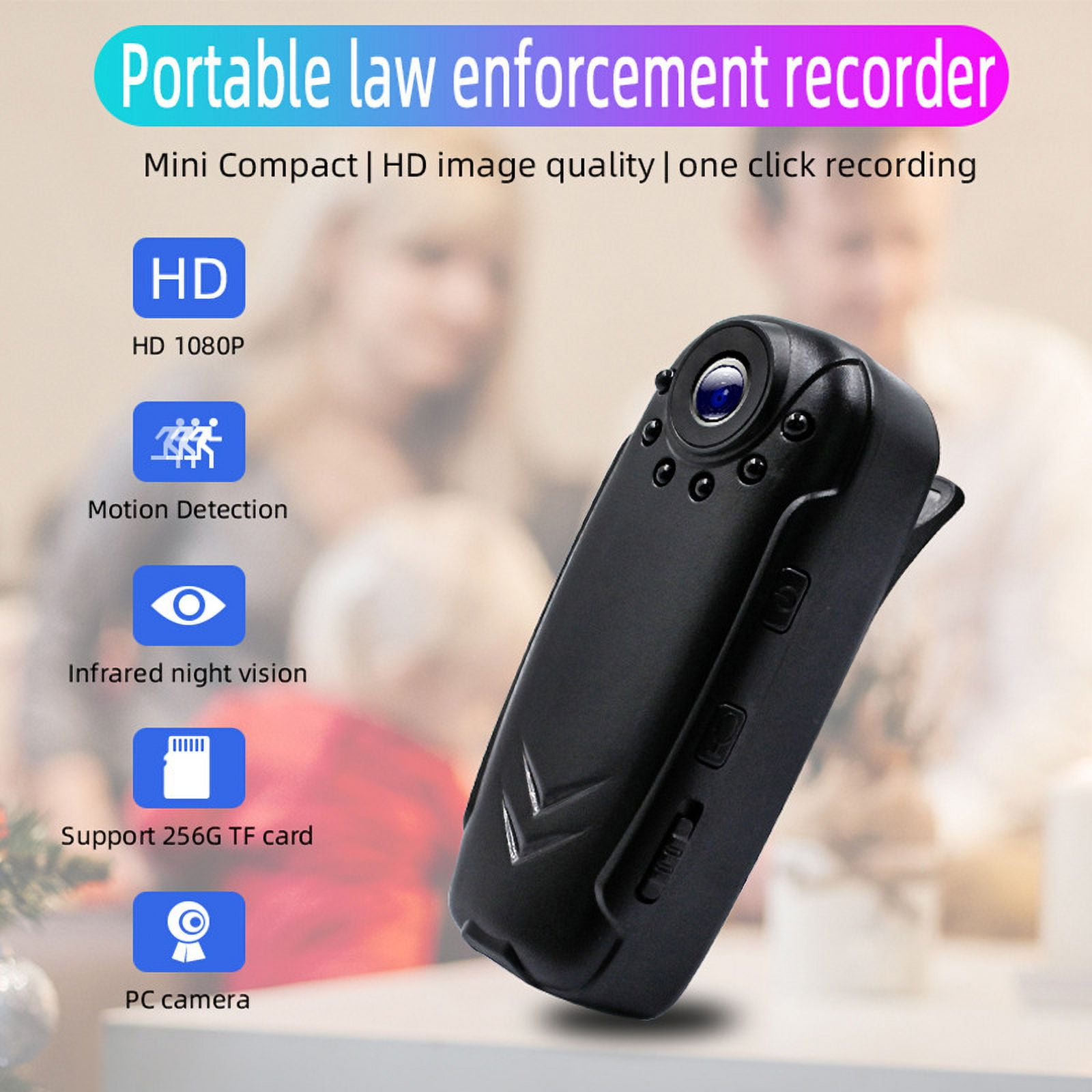 Mini Camcorders Law Enforcement Recorder 1080P Video Recorder Camera Portable Body Camera Wide Angle Action Camera Surveillance ,Motion Detection