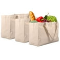 thumbnail image 2 of 3Pcs Canvas Grocery Bag Large Capacity Grocery Shopping Bags Heavy Duty Reusable Grocery Tote Bags with 6 Inner Pockets Machine Washable Canvas Grocery Bag for Grocery Store Camping Outdoor, 2 of 9