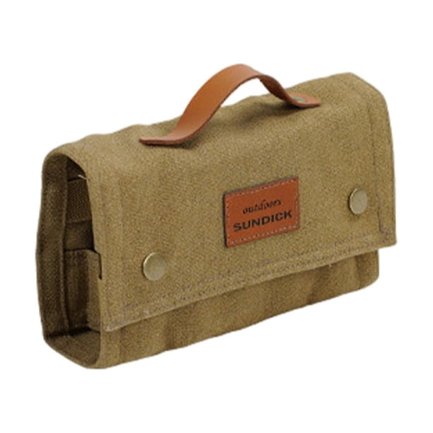 Eigraketly Bolsa de almacenamiento para botellas de condimentos para acampar, bolsa de lona para exteriores, contenedor multifuncional de gran Kits de desorden para acampar Color arena