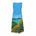 thumbnail image 5 of CQCYD Summer Dresses 2023, Women Printed Sleeveless Crew Neck Dress Loose Beach Dress Holiday Dress and Ankle Dress Leisure Sales Today Clearance Blue XL, 5 of 5