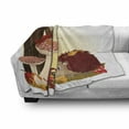 thumbnail image 3 of Hedgehog Soft Flannel Fleece Throw Blanket, Defoliating Autumn Leaves Falling on Amanita Muscaria Mushrooms and a Hedgehog, Cozy Plush for Indoor and Outdoor Use, 60" x 80", Multicolor, by Ambesonne, 3 of 6