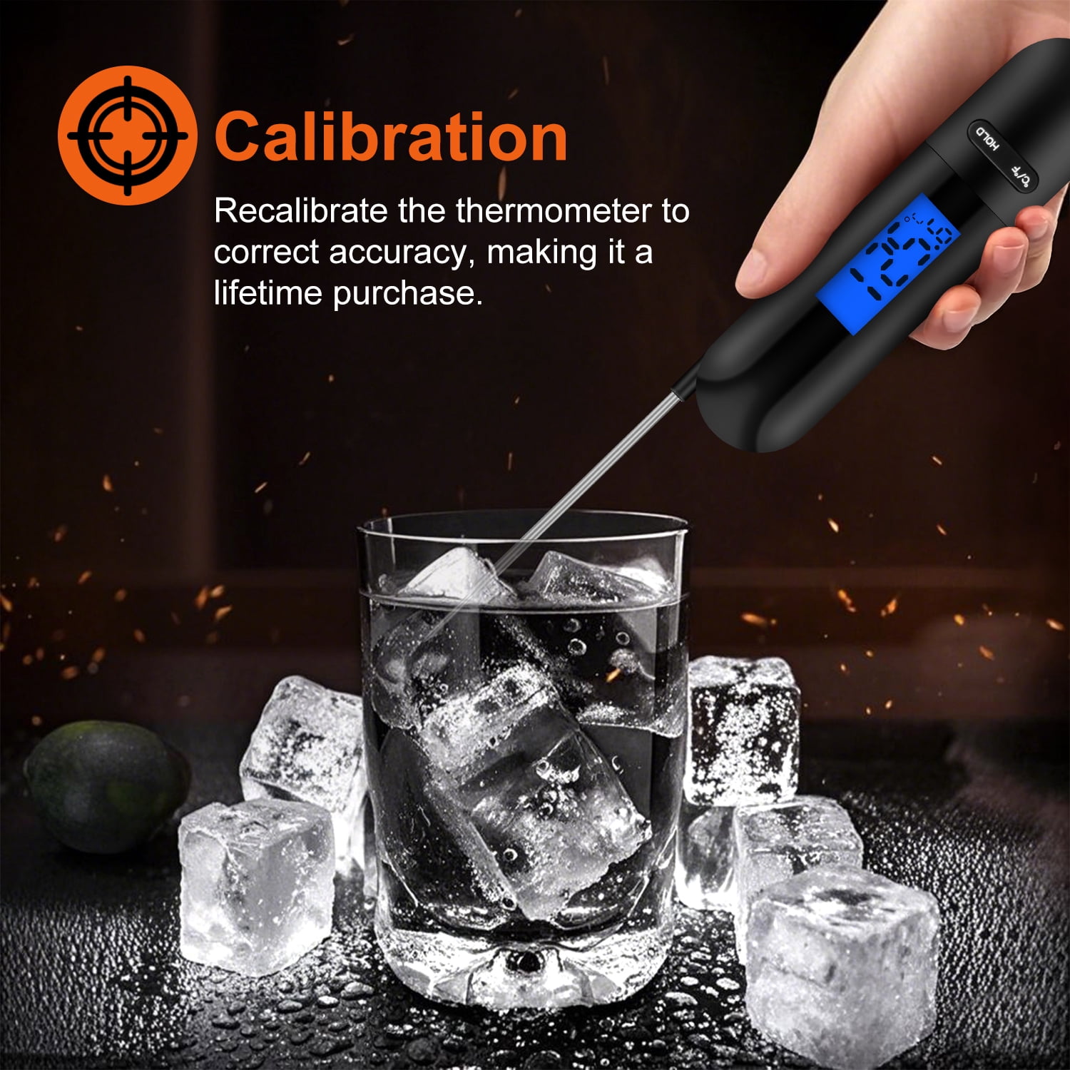 Meat Thermometer for Cooking,AILKIN Foldable Waterproof Instant Read Wireless Digital Grilling Thermometer Food Cooking Thermometer for Meat,Steak,Grills,Kitchen,Turkey,BBQ(Black)