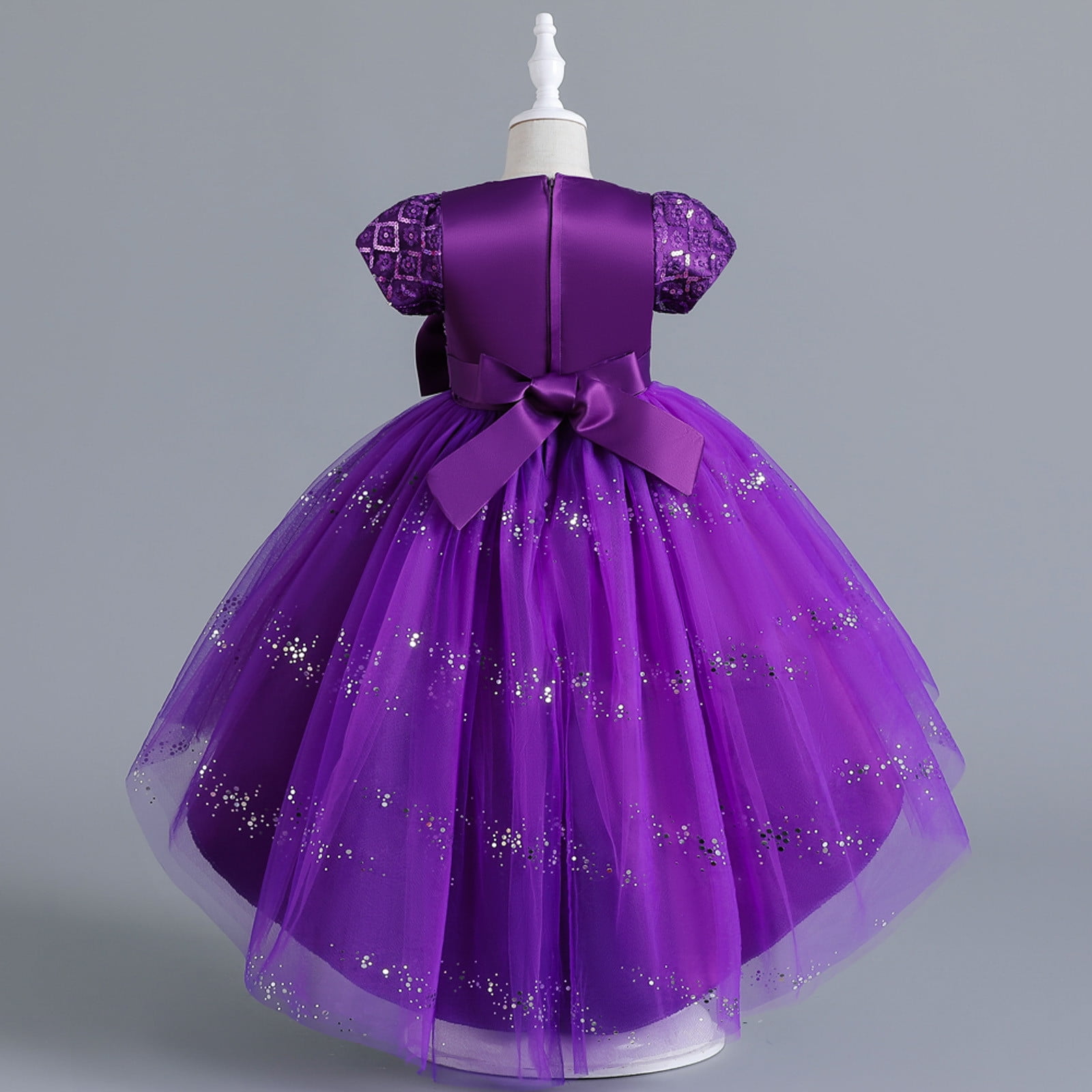 HIPYLO Girls' Special Occasion Dresses Cocktail Dress with Sleeves Beach Dresses Baby Girl Baptism Dress Infant Girl Christmas Outfit Girl Gifts 6-8, Purple 6-7 Years