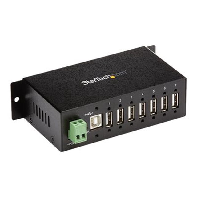 StarTech.com USB 2.0 Hub - 7 Port - Mountable Rugged Industrial - Self Powered USB Hub - Hub - 7 x USB 2.0 - DIN rail mountable - DC power - for P/N: ITB20D3250, MSDREADU2OTG, USB2HAB15, USB2HAB30AC, USB2HAB50AC, USB2HABM1, USB2HABM6RA