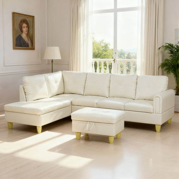 MAYEERTY Modern Adult 3-Piece Couch Living Room Sofa Set，White