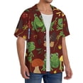 thumbnail image 2 of Sikiie Frogs and Mushrooms Men's Wrinkle Free Untucked Cuban Shirt Business Casual Button Down Shirts Short Sleeve Shirt3X-Large, 2 of 5