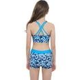 thumbnail image 3 of iiniim Girls' Kids 2-Piece Active Dance Sport Outfits Racer Back Top and Booty Short Gymnastics Size 4-14 A Blue 10, 3 of 7