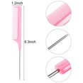 thumbnail image 3 of 16 Pieces Metal Rat Tail Combs Foiling Comb Pintail Hair Combs Salon Plastic Combs for Women Girls Home Hairstyle (Black and Pink), 3 of 5