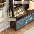thumbnail image 3 of ChVans 75''H LED Farmhouse Hall Tree with Bench and Shoe Storage, Brown Hall Tree with Storage Bench, 16 Shoe Cabinet, Umbrella Holder&Sock Storage Drawer, Mudroom, Hallway, Entryway Furniture, 3 of 7