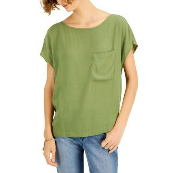 MSRP $50 Style & Co Dolman-Sleeve Top Green Size Medium