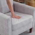 thumbnail image 4 of IULULU Accent Sofa Chair, Linen Fabric Upholstered Mid-Century Modern Single Armchair with Armrest & Backrest Soft Comfy for Living Room, Bedroom Reading, Light Grey, 4 of 15