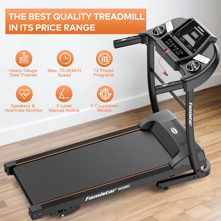 Famistar Folding Electric Treadmill for Home with 3 Manual Incline 12  Programs 3 Modes - Portable Space Saving Running Machine - LED Display,  Pulse