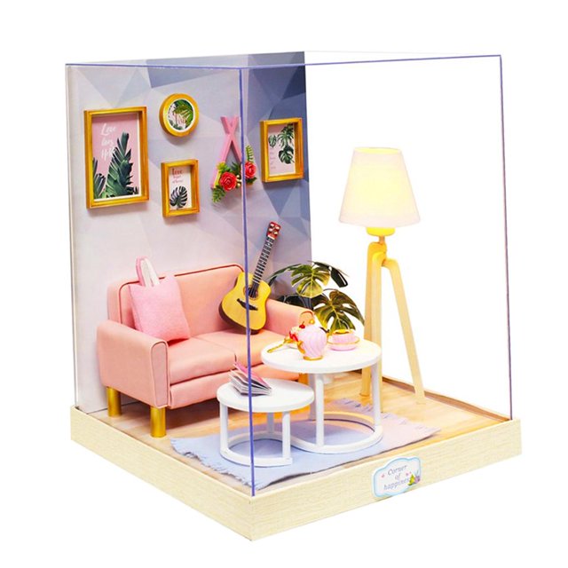 De Muebles En Miniatura De DIY Mini Dollhouse, 1/ Tea Con Luces LED, Festival / Cumpleaños / Valentín, Decoraci Sunnimix Miniaturas de casa de muñecas DIY Mini