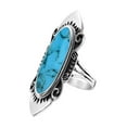 thumbnail image 3 of Vintage Inspired Long Oval Blue Turquoise Inlaid .925 Sterling Silver Ring, 3 of 5