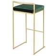 thumbnail image 4 of Fuji Contemporary-Glam Stackable Barstool in Gold with Green Velvet Cushion by LumiSource - Set of 2, 4 of 7