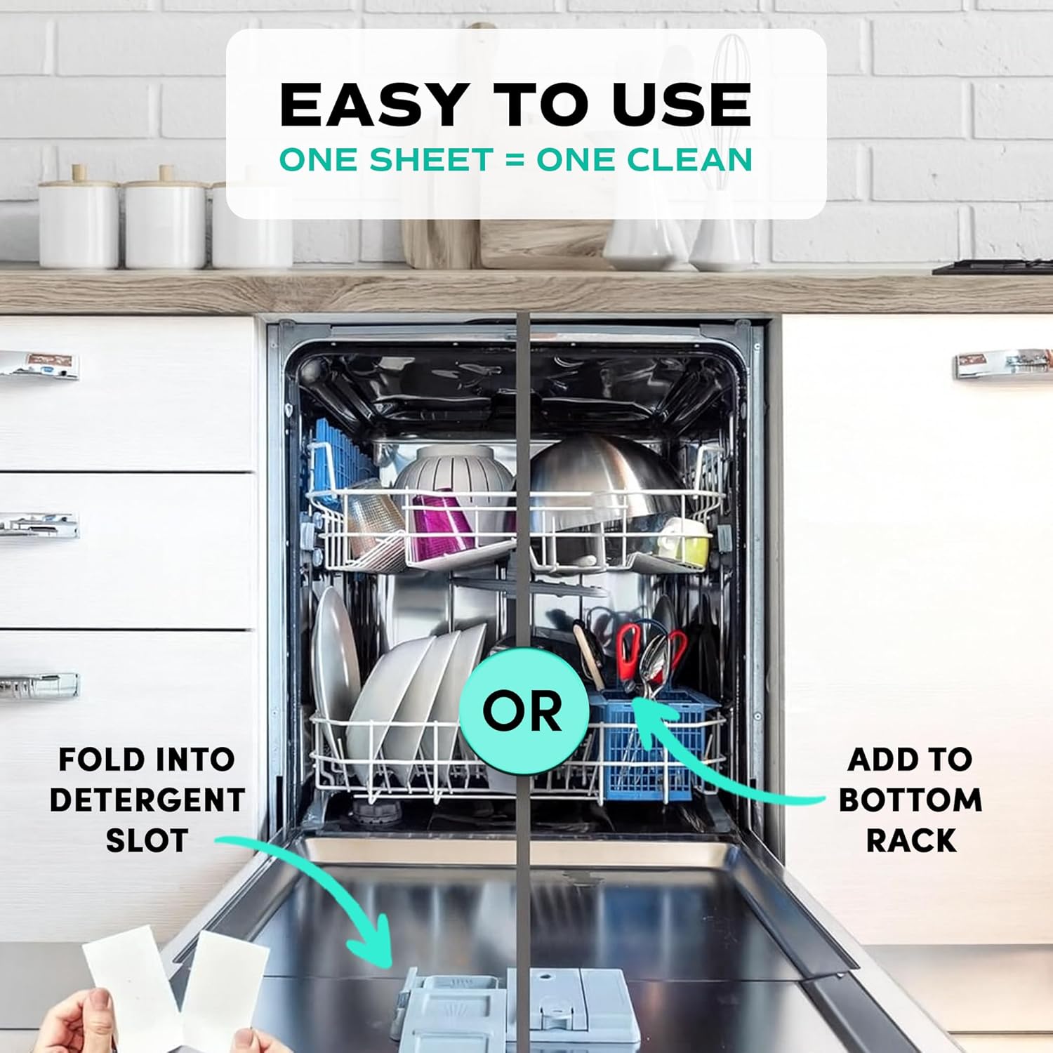 Dishwasher Detergent Eco-Friendly Sheets for Dish Washing - Plant Powered Technology - Lemon Scent - 60 Loads