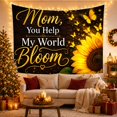 thumbnail image 3 of Mom You Help My World Bloom Sunflower on Wood Grain Background, Inspirational Boho for Flower Lovers, Loving Wall Art Decor, Mother's Day Gift Tapestry Wall Hanging for Living Room and Bedroom, 3 of 7