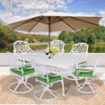 thumbnail image 7 of W WARMHOL 7-Piece Outdoor Patio Dining Set, 60" Rectangular Cast Aluminum Dining Table with Umbrella Hole and 6 Cushioned Swivel Rocker Chairs, Patio Funiture Set for Backyard, Patio, Garden, White, 7 of 7