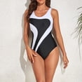 thumbnail image 6 of Women Seamless Pro Training Slimming One-Piece Swimsuit Color-block Sports Tankini Swimsuits for Women Floral Print Bathing Suits, 6 of 8