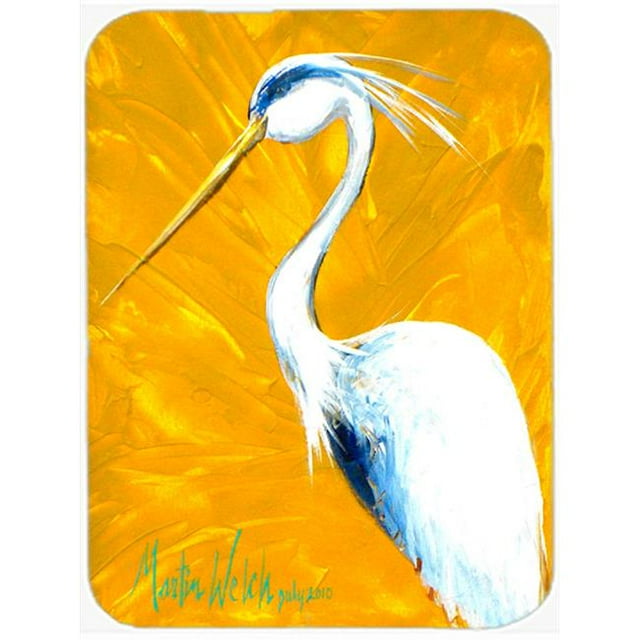 Carolines Treasures MW1193LCB Col Mustard The Egret Glass Cutting Board- Large