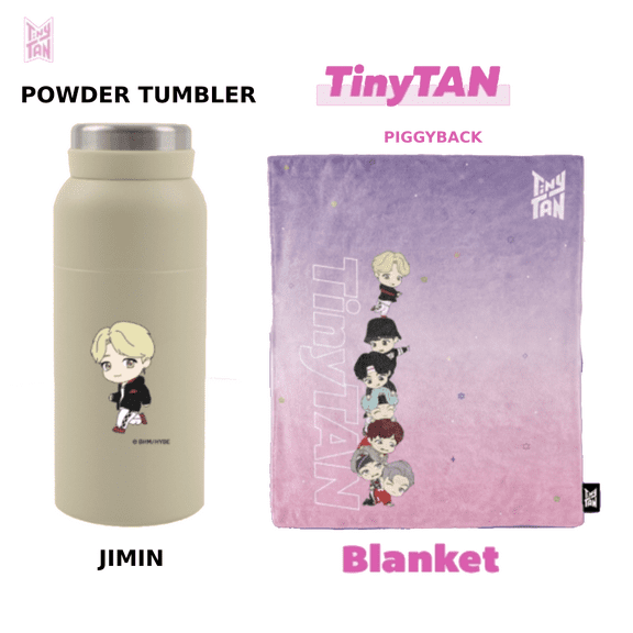 BTS TinyTAN Official BTS Powder Tumbler 11.5 oz Jimin w/ Piggyback Blanket