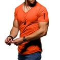 thumbnail image 2 of Men's T-shirt V-neck Solid Large Casual Zipper Short Sleeve T-shirt 5XL, 2 of 5
