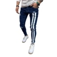 thumbnail image 5 of FOCUSNORM Men's Denim Long Pants, Striped  Letter Destroyed Ripped Jeans, 5 of 5