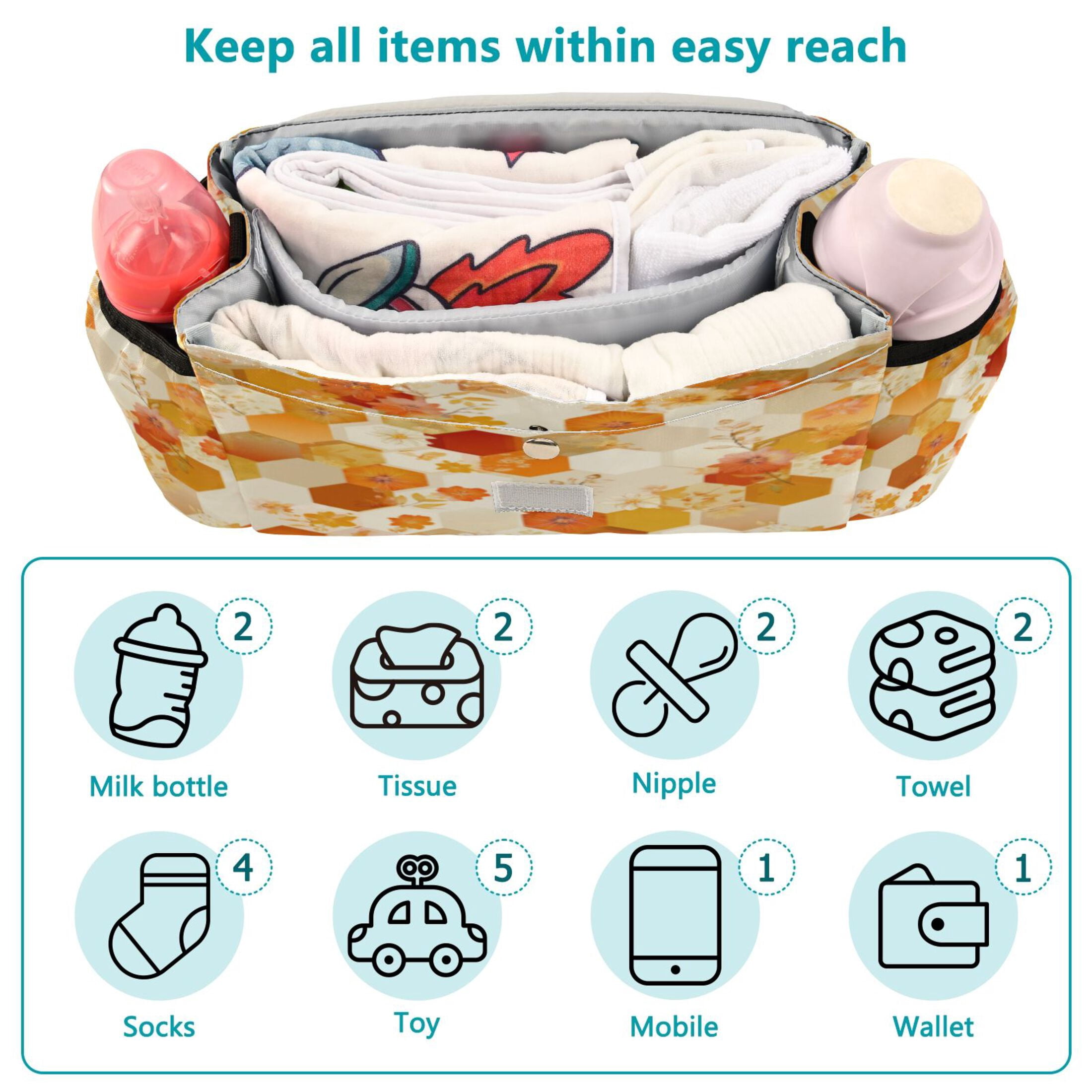 DIXRUYEE Stroller Organizer Honeycomb Pattern Printed