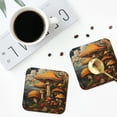 thumbnail image 4 of Zufioo Vintage Cloud Mushroom Print Leather Coaster Set, Decorative PVC Coasters 4-pack - Scald and Stain-resistant, Suitable for Home, Cafes, Restaurants-Square, 4 of 6