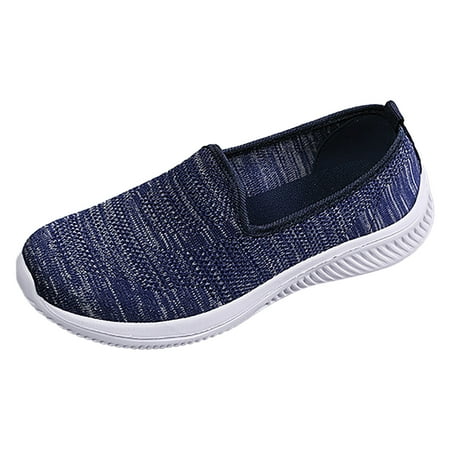 DVKOVI Shoes Womens 2024 New Mesh Shoes Summer Women s Shoes Soft Bottom Breathable Flat Ladies Casual Shoes Mom Shoes Women Flats Shoes Dressy Slip On Shoes for Women Blue 41