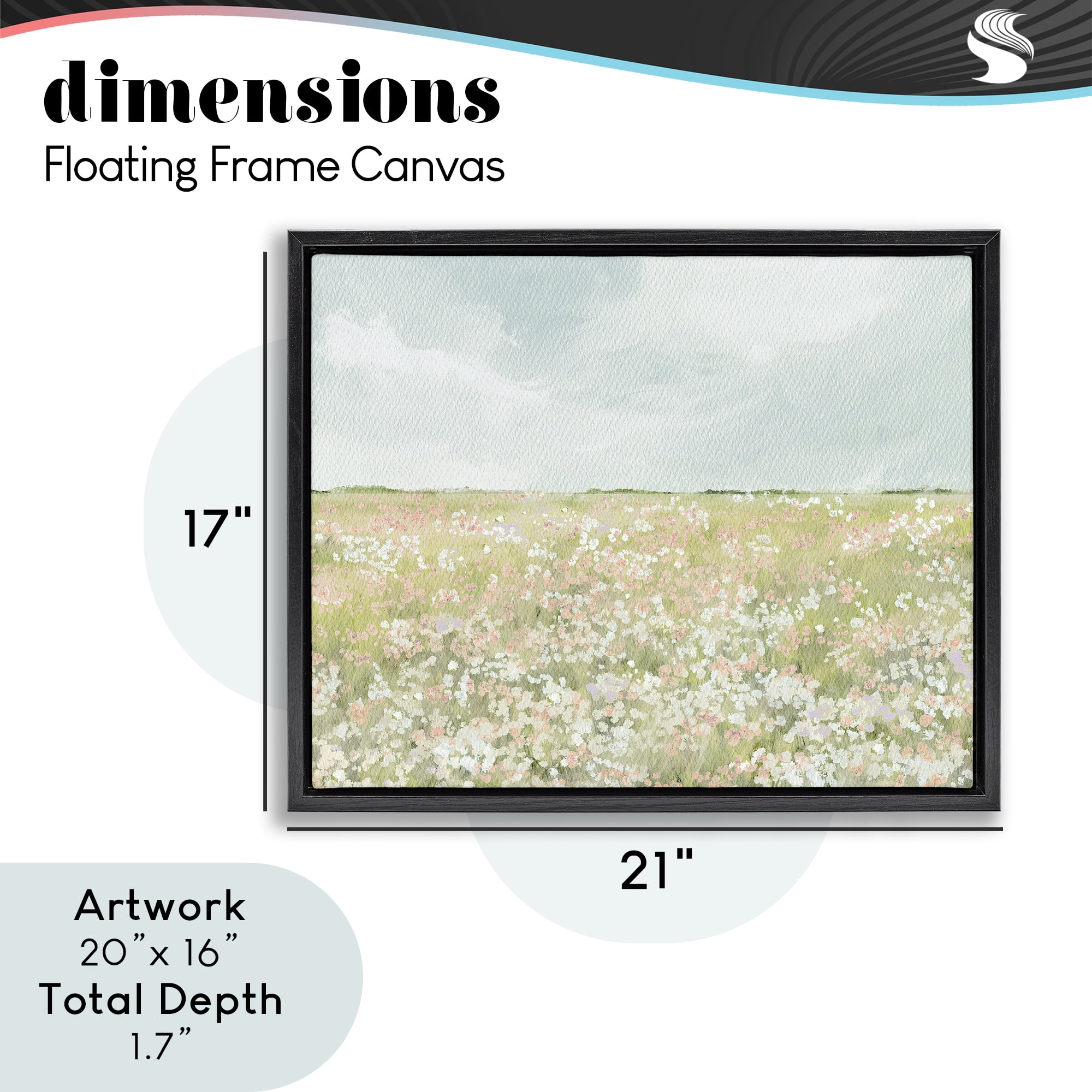 Stupell Industries Budding Field Scenery Black Framed Floater Canvas Wall Art, design by Leah Straatsma