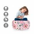 thumbnail image 2 of Floral Storage Toy Bag Chair, Colorful Romantic Spring Flowers Blooms Leaves Modern Digital Art Drawing, Stuffed Animal Organizer Washable Bag, Large Size, Pale Pink Multicolor, by Ambesonne, 2 of 3