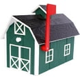 thumbnail image 3 of Amish-Made Deluxe Wooden Mailbox, Dutch Barn Style Forest Green with White Trim, 3 of 3