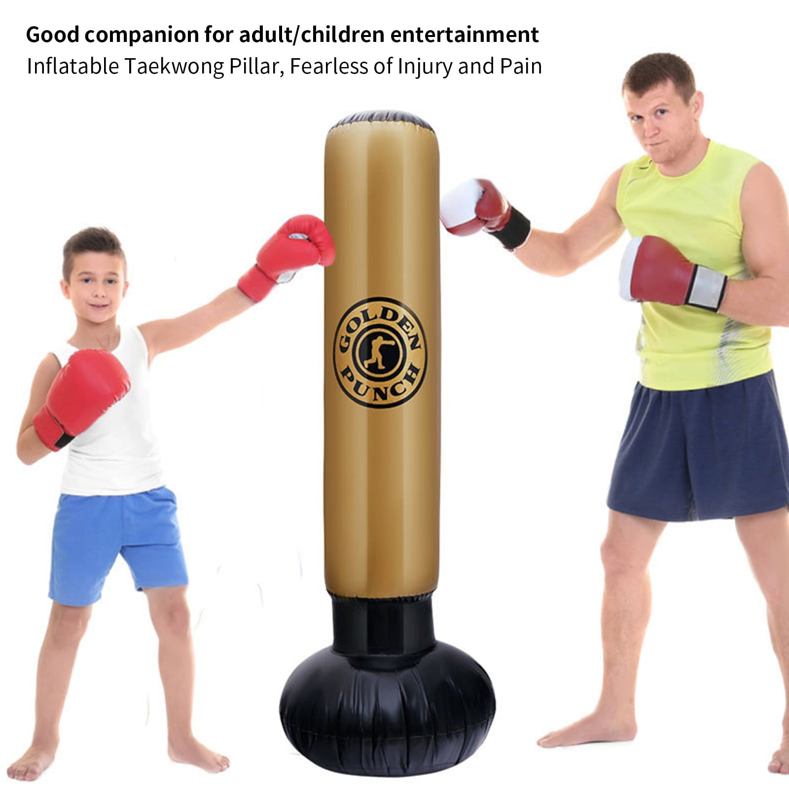 Slhenay Inflatable Kids Punching Bag, Freestanding Boxing Bag Kickboxing Training Toddler Punching Dummy Toys Christmas Birthday Gifts for 3-5-8-12 Ages Boys Girls Karate MMA