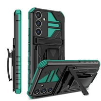 For Samsung S24 FE Case with Belt Clip Holster, Heavy Duty Military Grade Drop Protective, 360° Rotating Kickstand Shockproof TPU Shell Durable Rugged Cover For Samsung Galaxy S24 FE, Darkgreen