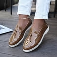 thumbnail image 3 of GERsome Women's Loafer Flats Round Toe PU Leather Slip-On Work Shoes Casual Comfort Walking Dressy Shoes, Brown Size 6.5, 3 of 9