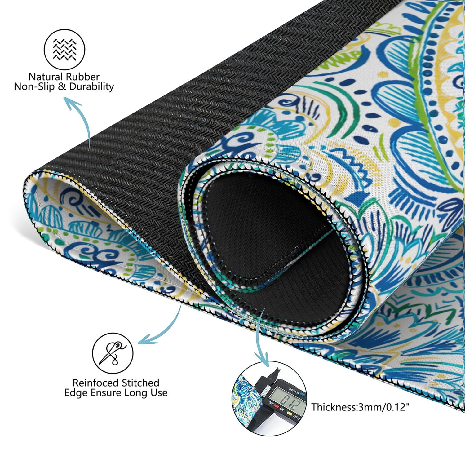 Premium Boho Style Large Rubber Playing Mat for Game Room 31.5 Inch Square Mahjong Table Pad Features Non-Slip Backing and Noise Dampening for Tiles and Cards