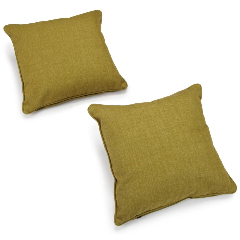 Blazing Needles Outdoor Spun Poly 20-Inch by 20-Inch by 6-Inch Throw Pillow, Avocado, Set of 2