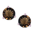 thumbnail image 3 of Star K� Round 7mm Genuine Smoky Quartz Three 3 prong Martini push back Stud earrings, 3 of 9