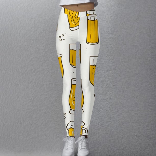 MKLEKYY Leggings de compresión para mujer, pantalones de yoga deportivos de cintura alta ajustados a la moda informal para mujer, leggings estampados