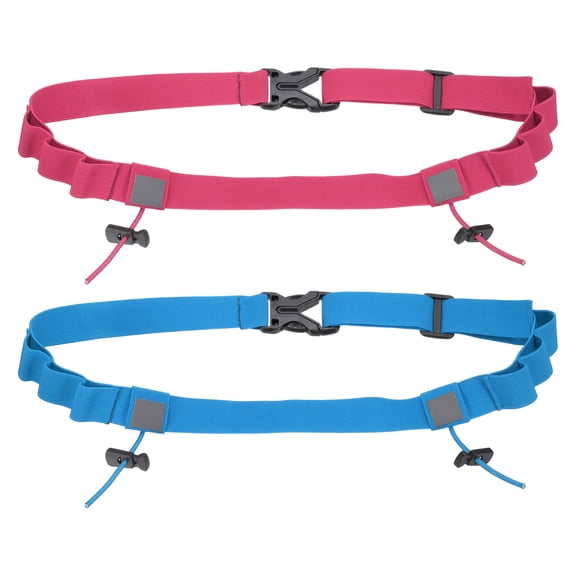 Uxcell Race Number Belt, Elastic Comfortable Running Belts with 6 Energy Gel Loops for Triathlon 2 Pcs & Rose Red/Sky Blue