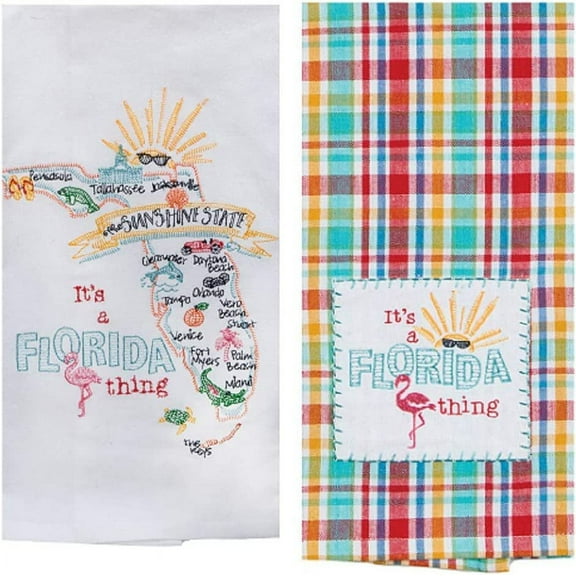 2 Piece Kay Dee Designs Home State of Florida Kitchen Dish Towel Bundle of 2