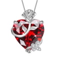thumbnail image 1 of Juwaliy 15MM Mujer Rose Collar de Corazón Piedra de Nacimiento de Enero 925 Plata de Ley Dije de Mariposa Flor Granate Joyería Madre Regalo Del Día de San Valentín, 1 of 7