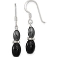thumbnail image 1 of Sterling Silver Black Agate And Hematite Shepherd Hook Earrings (38 X 6.5) Made In Thailand qe13103, 1 of 5