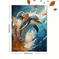 thumbnail image 3 of Qisvanset Framed Canvas Wall Art 12x16 Inch Dolphin Ocean Wave Coastal Beach House Wall Art, 3 of 5